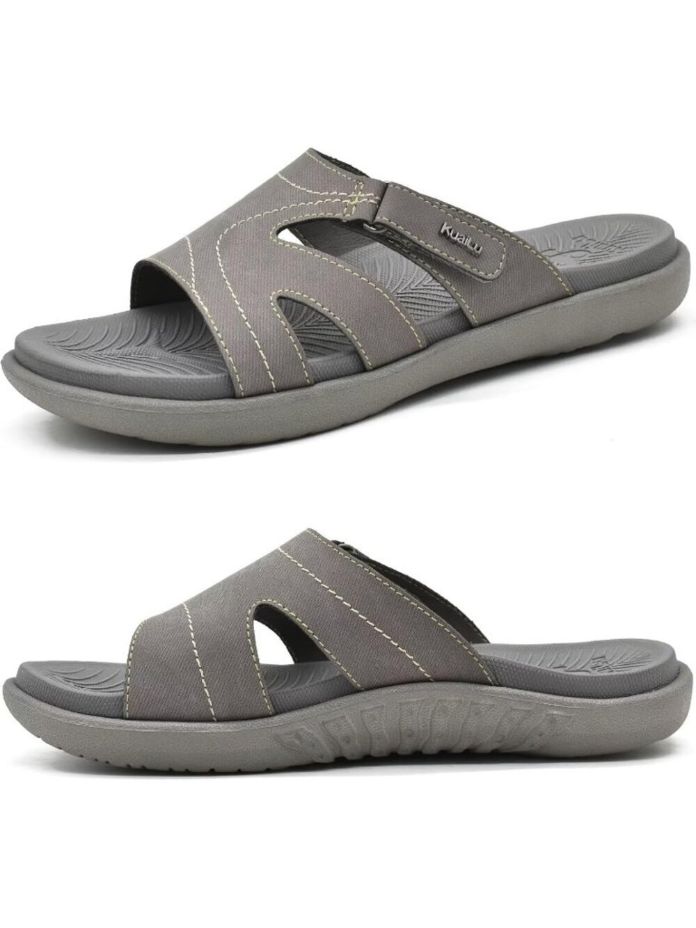 Women's Grey Orthotic Slides Ladies Athletic Yoga Mat Memory Foam Sandal Shoes